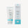 White after-sun cream tube and matching retail box, both with light blue accents, stand upright on a white surface. image